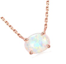 Sterling Silver Opal Necklace, 925 Sterling Silver, Small - £72.02 GBP