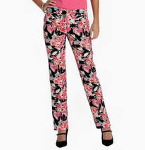 New Ann Taylor LOFT Floral Print Pink Black Stretch SkinnyMarissa Pants 14P - £26.01 GBP