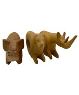Carved Wooden Napkin Ring Holders Set 3 Safari Animal Wood Rhino Elephan... - £14.14 GBP