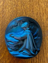 Vintage Johnals Enterprises Black &amp; Blue Dimensional Jesus Praying At Rock Oval - £8.88 GBP