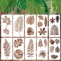 Tropical Leaf Stencils - Set of 10 Palm Fern Turtle Designs for DIY Art Crafts. - £21.37 GBP