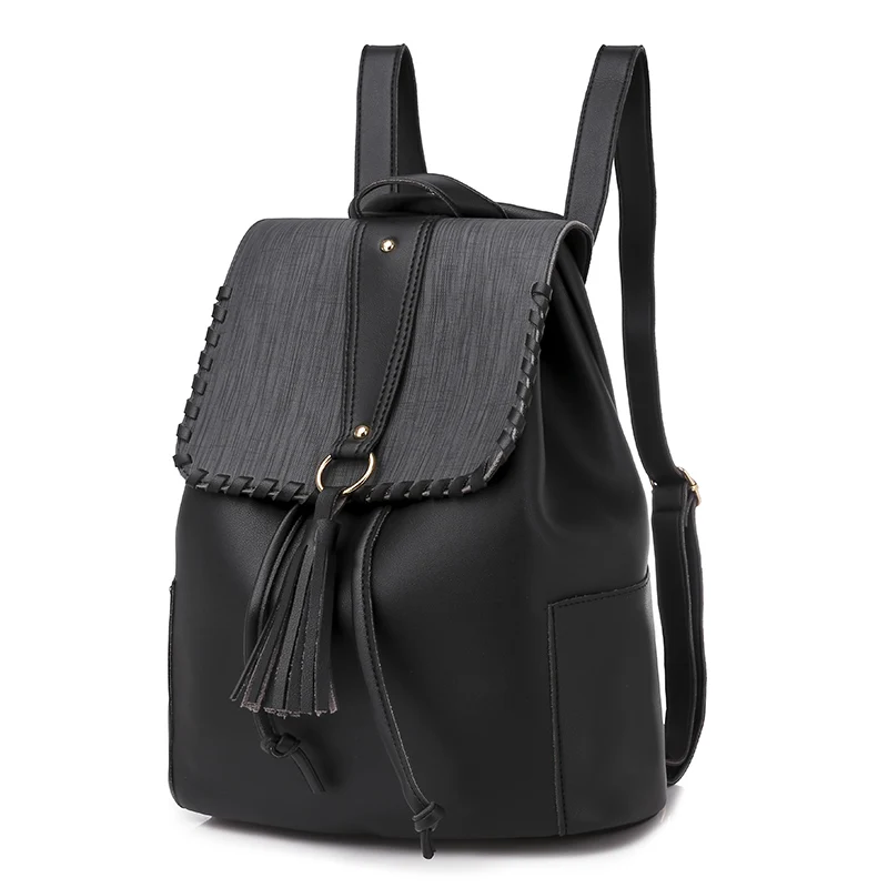 Leather backpack bolsas mochila feminina large girl schoolbag tassels travel bag school thumb200