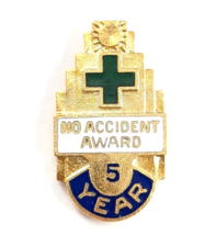 Green Cross For Safety 5 Year No Accident Award Gold Tone Enamel Pin Cas... - $9.99