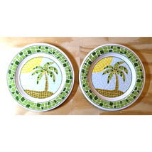 Set of (2) Melamine Ware Palm Trees Pattern - Plates 8&quot; VINTAGE! FAST SHIP! - $14.80