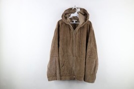 Vintage Streetwear Womens Size 3XL Blank Corduroy Full Zip Hoodie Jacket Brown - £38.94 GBP