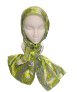 VTG Scarf Paisley Retro Neon Green Purple Aqua Yellow 60s-70s Table Runn... - £11.40 GBP