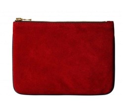 Balmain X H&amp;M Zippered Red Suede Clutch SOLD out - $98.01