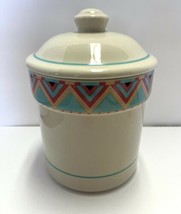 Vintage Sango Zuni Stoneware Large Canister &amp; Lid Southwest Pattern 25247 Defect - £11.26 GBP