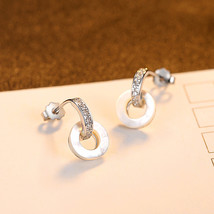 Earrings S925 Silver Stud Earrings Shell Circular Earrings Mid-Ancient High-End  - £15.98 GBP