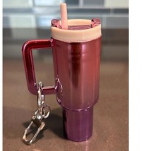 Chrome Ombre Plastic Tumbler Keychain with Removable Lid Pink Purple - $14.85