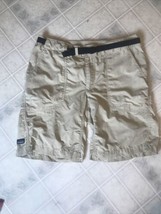 Vintage Pantagonia Women&#39;s Sz M &#39;Stand Up&#39; Tan Belted Outdoor Shorts Poc... - $42.89