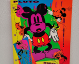 Vintage Disney Mickey Mouse Electric 3-Ring Portfolio Folder 90s Mead Neon - $7.71