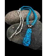 Santo Domingo Style Silver Plated Faux Turquoise Heishi Bead Pendant Nec... - £28.18 GBP