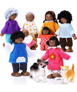 10 Pcs Wooden Dollhouse Family Set of 8 Mini People Figures and 2 Pets, ... - £21.12 GBP