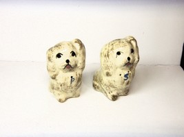 FIGURAL CERAMIC DOGS SALT &amp; PEPPER SHAKERS VINTAGE  UNUSED - $14.80