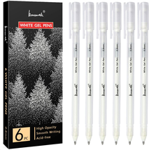 Brusarth White Gel Pen Set - 0.8 Mm Extra Fine Point Pens Gel Ink Pens for Black - £10.49 GBP