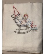 Dishtowel Gnome in Rocking Chair Sewing 100% Cotton Flour Sack 28&quot; x 28&quot;... - $20.29 CAD