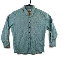 Cinch Western Wear Modern Fit Teal Polka Dot LS Button Front Shirt Mens Size XXL - £22.48 GBP