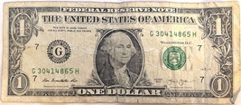 $1 One Dollar Bill 30414865, Bellville, GA ZIP: 30414 - £3.91 GBP