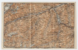 1905 Antique Map Of Vorderrhein Anterior Rhine Valley Chur Ilanz / Switzerland - £16.86 GBP