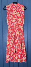 Nanette Lepore Orange Floral Accordion Pleat Dress Size 10 Retro Mod Groovy - £31.16 GBP