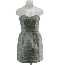 GREYLIN Anthropologie Dress Acrylic Cotton Silver Strapless Women&#39;s Size... - $26.99