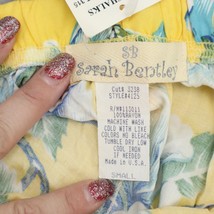 Sarah Bentley Pants Womens S Yellow Floral Elastic Waist Wide Leg Bottoms - £23.18 GBP