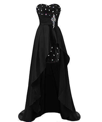 Kivary Strapless High Low Sequins Prom Homecoming Dress Formal Evening Gown Blac