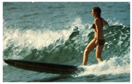 Female Surfing Riding the Waves Hawaii Postcard - £6.19 GBP