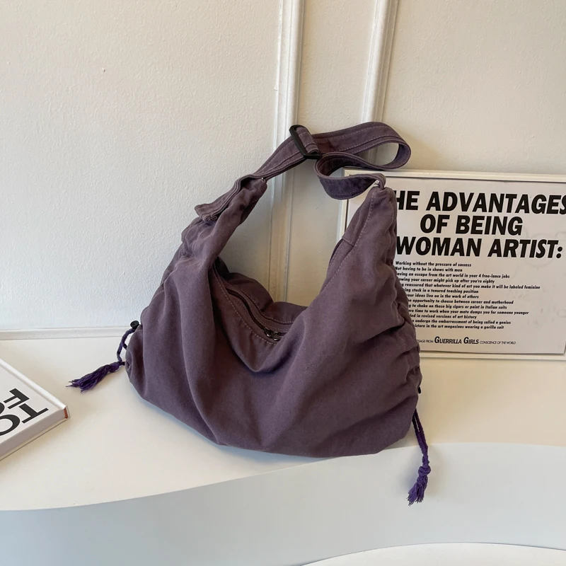 Large Capacity Canvas Shoulder Bag For Women College Student Book Bag Fa... - $43.70