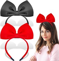 2 Pcs Halloween Bow Headbands for Girls Women Red and Black Bowknot Head... - $24.80