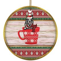 hdhshop24 Cute Norwegian Elkhound Dog in Cup Ornament Gift Pine Tree Dec... - £15.53 GBP