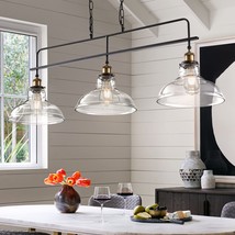 3-Lights Glass Kitchen Island Lighting Vintage Farmhouse Glass Pendant Light For - £237.74 GBP