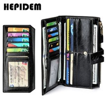 HEPIDEM  High Quality Leather Long Wallet 2022 New Female Front Pocket Money Dol - £39.56 GBP