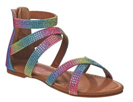 Toddler Gladiator Sandals Size 5 6 7 8 9 or 10 Rainbow with Zipper - $11.99