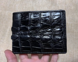Genuine Black Hornback Alligator Crocodile Skin Bifold Leather Men Walle... - £33.77 GBP