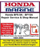 Honda Outboard BF9.9A-BF15A Service Repair and Shop Manual - $9.95