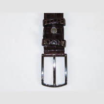 Men Genuine Leather Belt PIERO ROSSI Turkey Soft Crocodile print 1014 Brown image 2