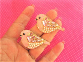 Pink crystal bird chunky studs - $9.89