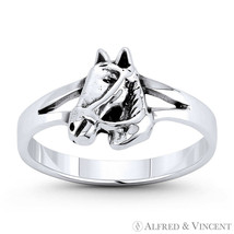 Collared Horse-back Riding Charm .925 Sterling Silver Right-Hand Stackable Ring - £15.33 GBP