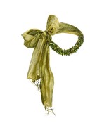Versatile Green Aventurine Stone Beads Bamboo Yarn Long Scarf Necklace - £37.59 GBP