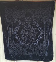 Rose Flower Roses Flowers Cut Design Queen Size Blanket Black - £49.70 GBP