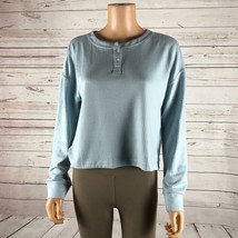 JENNI Soft &amp; Cozy Ribbed Henley Lounge Top or Pajama Top, Pale Blue NWT Medium - £7.48 GBP