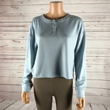 JENNI Soft &amp; Cozy Ribbed Henley Lounge Top or Pajama Top, Pale Blue NWT Medium - £7.19 GBP