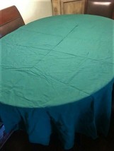 Vintage 80&quot; Round Green Tablecloth - £35.20 GBP