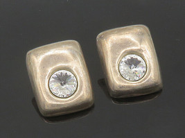 MEXICO 925 Silver - Vintage Cubic Zirconia Square Drop Earrings - EG10511 - £66.93 GBP