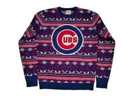 Chicago Cubs Big Logo Blue MLB Men&#39;s Pullover Snowflake Ugly Sweater Sz Med - £11.39 GBP