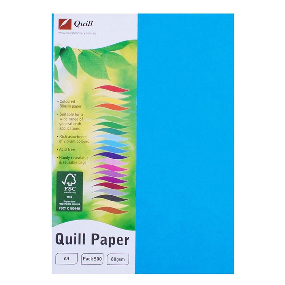 Quill A4 Copy Paper 80gsm 100pk (Marine Blue) - $32.30