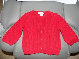 Janie and Jack Signature Layette Red Cable Knit Cardigan Size 6/12 Months - $20.44
