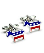 DEMOCRATIC PARTY CUFFLINKS Donkey Democrat Mascot Red Blue NEW w GIFT BA... - $11.95